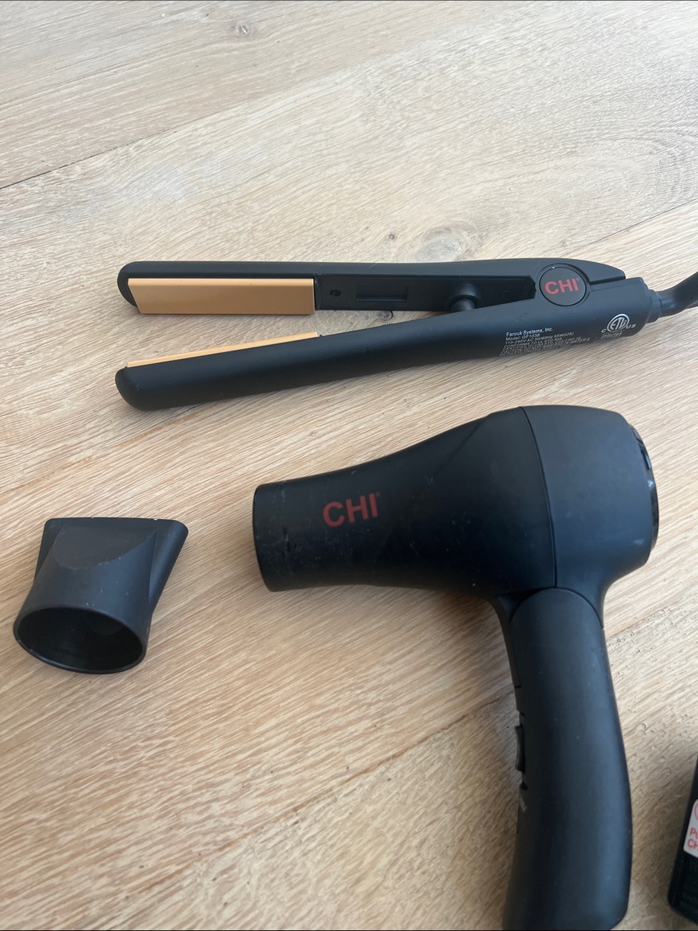 CHI travel Black and Gold Hair Dryer and Flat Iron Set